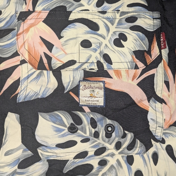 Tommy Bahama Mens Black, Green, Cream Swim Trunks with Tropical Leaf EUC Size L - Picture 3 of 7